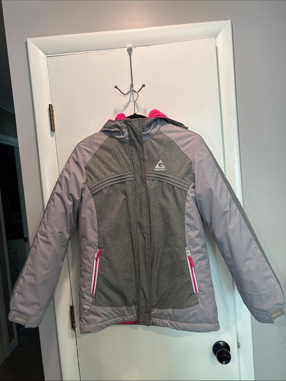 Gerry Grey Jacket with Pink Trim and Hood Ski Jacket